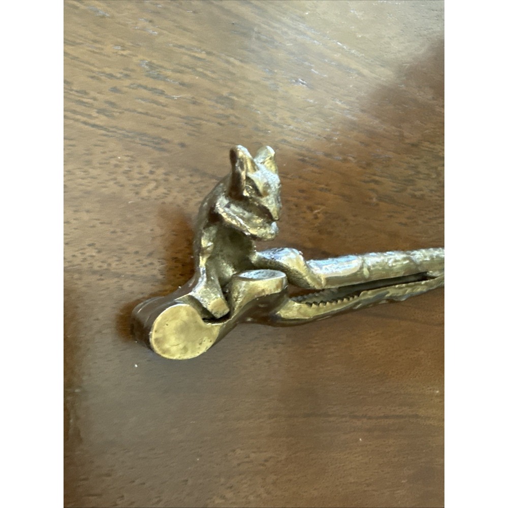 Vintage Squirrel‎ Brass Nut Cracker Solid Heavy Nutcracker Branch Limb 6 inch
